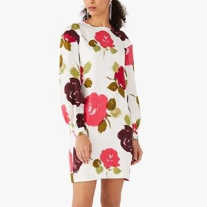 Kate Spade Just Rosy Floral Shift long sleeves dress Medium